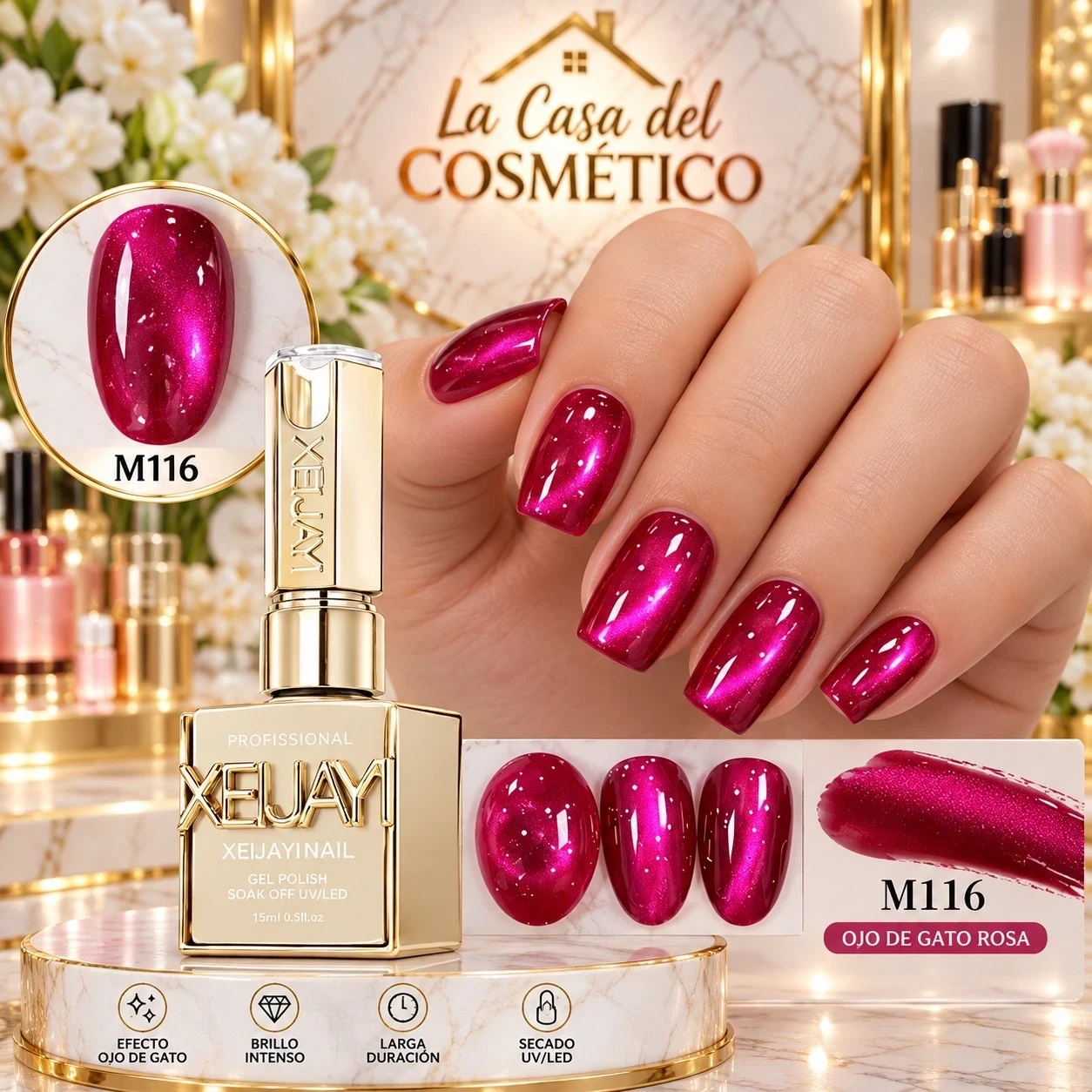 xeljayi esmalte ojo de gato tono m116 magnetismo rosa