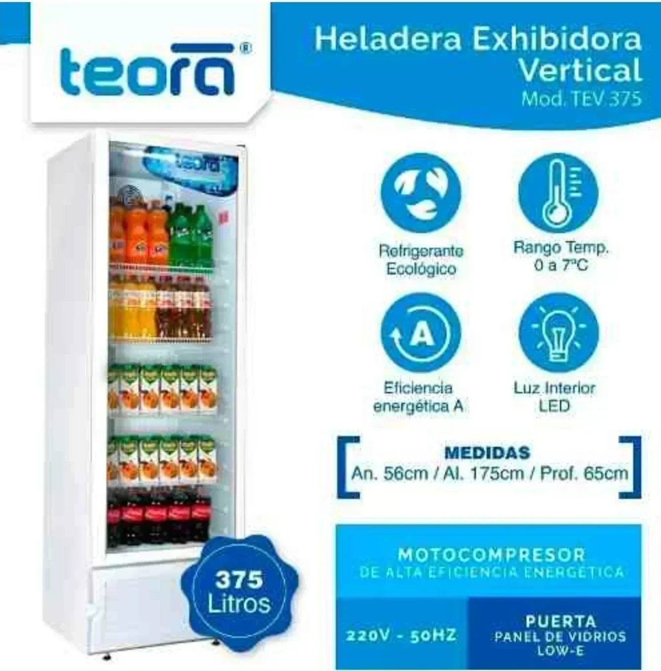 Heladera Exhibidora Teora Tev375 375 lts  2
