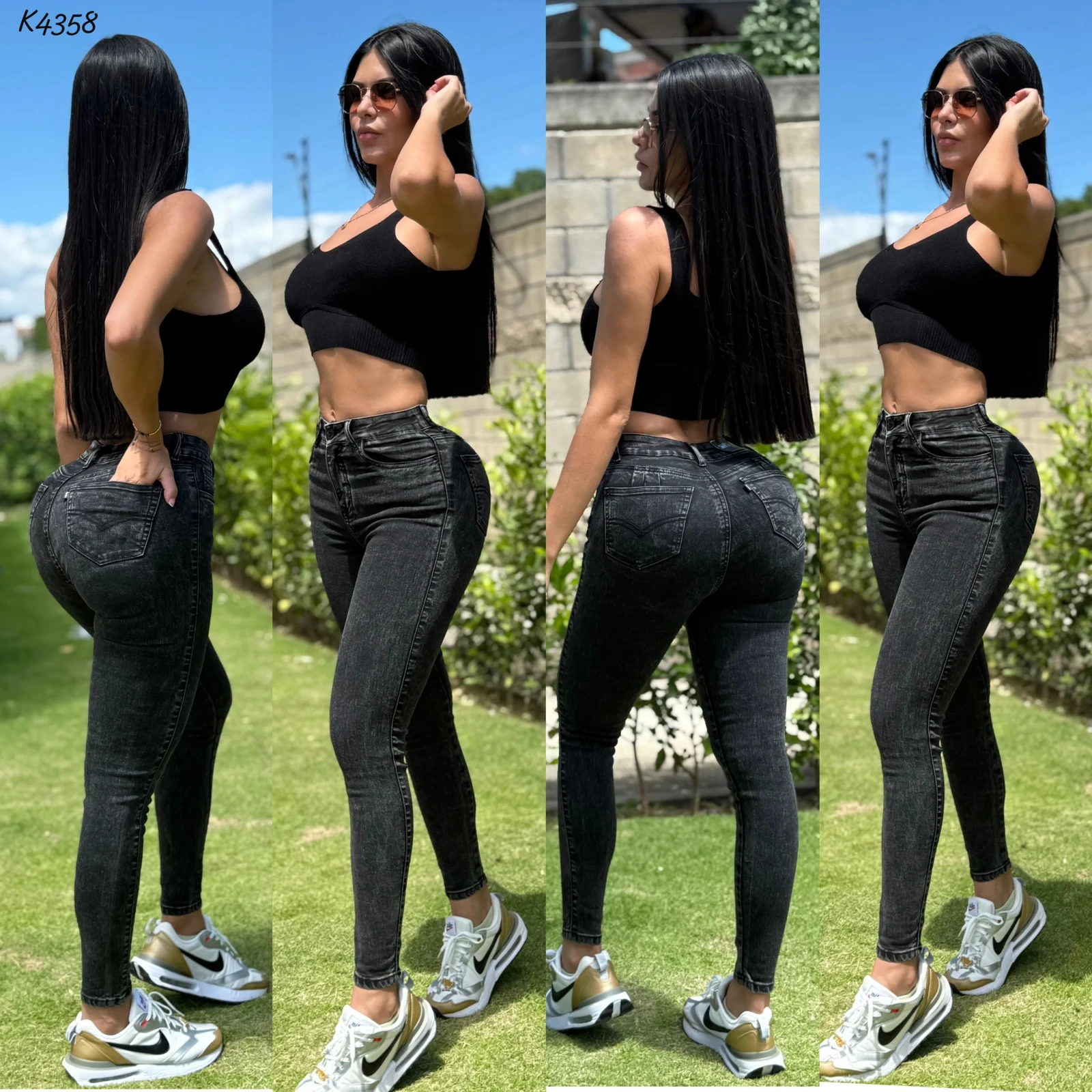 Jeans Skinny Levanta cola gris