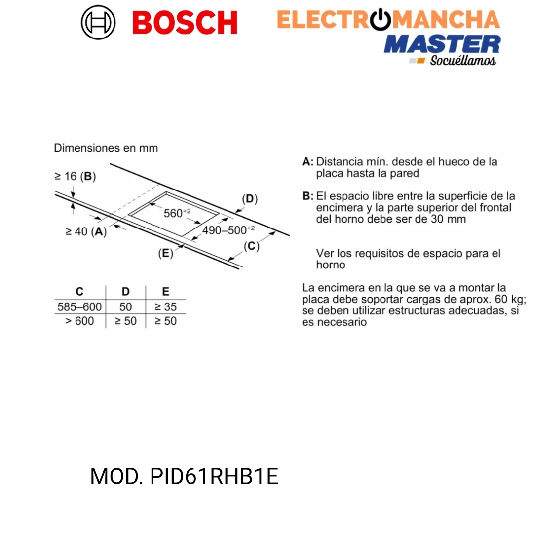 ENCIMERA INDUCCION BOSCH PID61RHB1E 3 FUEGOS 32 CM.  4