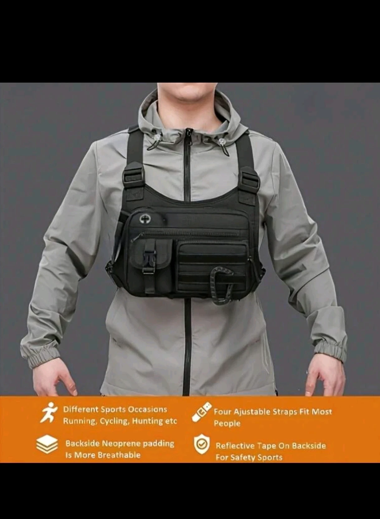 Bolso Táctico de Pecho Premium – Nailon Cordura de Alta Resistencia, Hebillas de Liberación Rápida y Costuras Reforzadas. 2