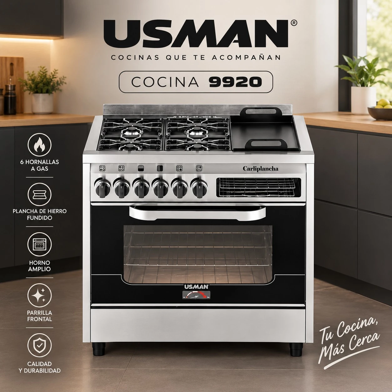 Cocina Usman 4H Carli/Plancha Vidrio