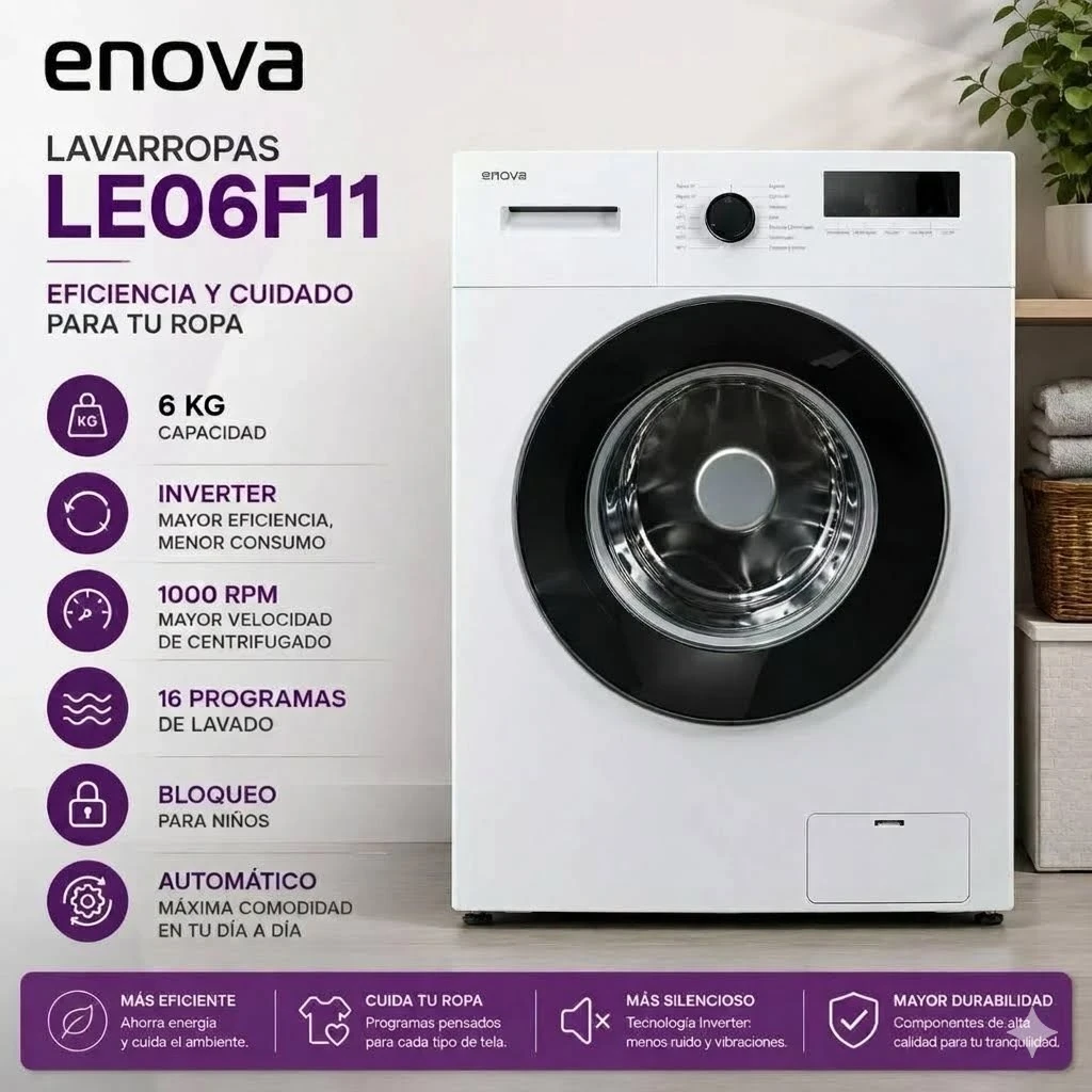 LAVARROPAS ENOVA 6KG INVERTER LE06F11