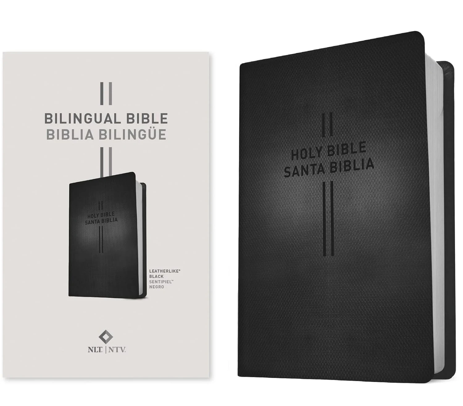 Bilingual Bible NLT/NTV Imit piel negro 3