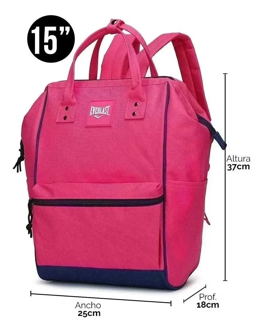 Mochila De Mujer Everlast Boca De Pez Reforzada Dama Urbana 2