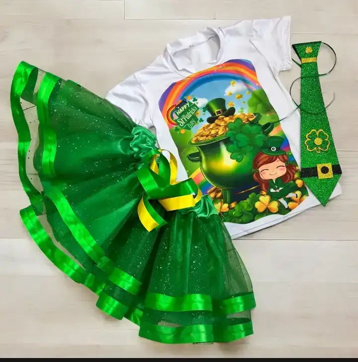 Conjunto tutú niña con corbata san patricio 