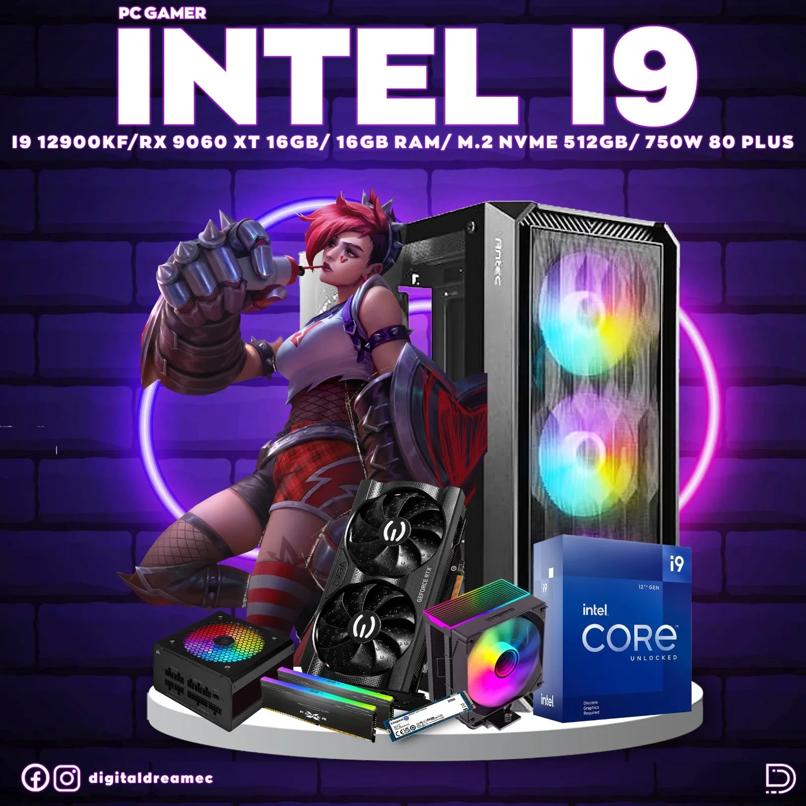 I9 12900KF RX 9060 XT 16GB M.2 512GB 16GB RAM
