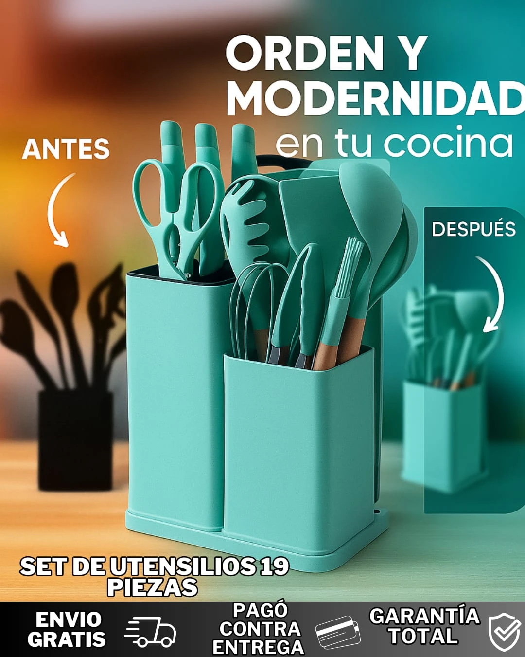 SET DE UTENSILIOS DE COCINA 19 PIEZAS 