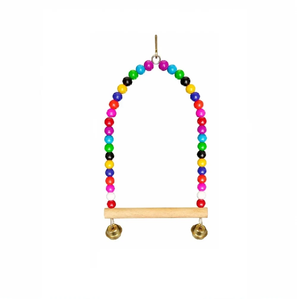 Juguete Columpio Interactivo Para Aves Con Cuencas De Colores Y Cascabel