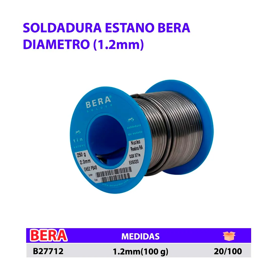 SOLDADURA ESTAÑO BERA  DIA:1.2 mm 100 Grs