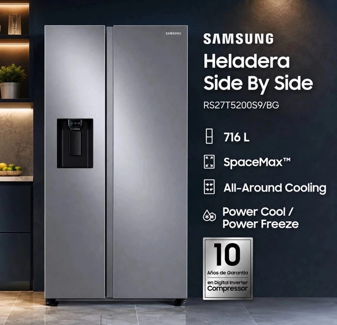 Heladera Samsung Inverter No Frost RS27T5200 Fefined Inox