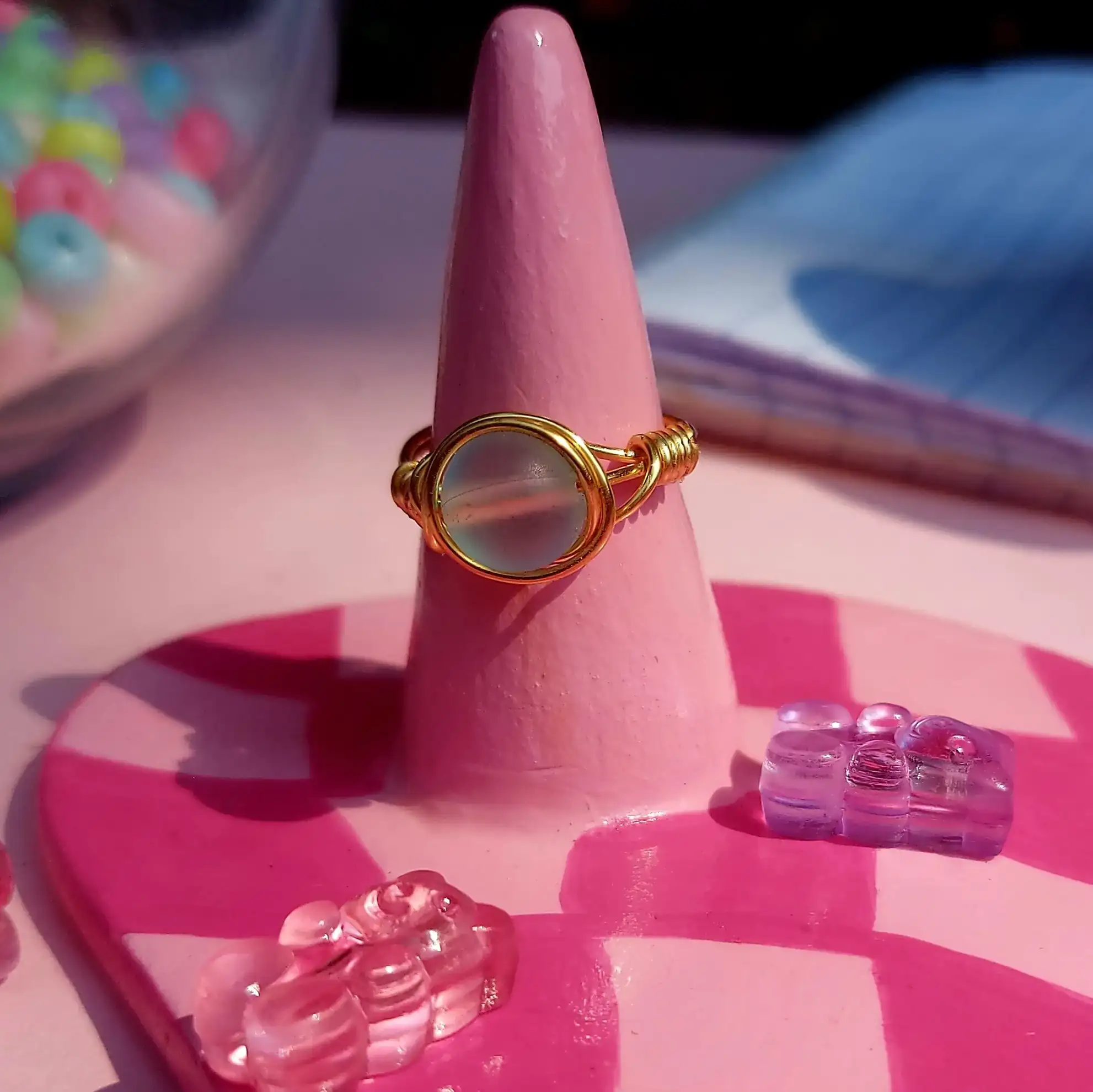 Anillo con piedra y perla  2