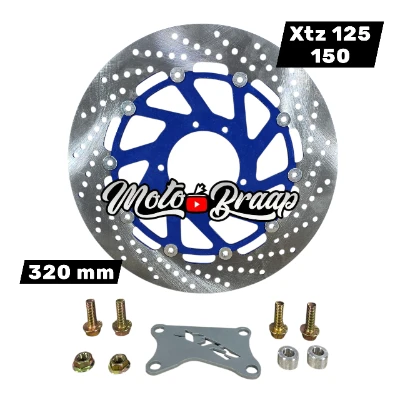 DIS Xtz 125 / DIS Xtz 150 / DIS Dt 125 Disco de freno delantero 320 mm AzulIncluye accesorios de instalación
