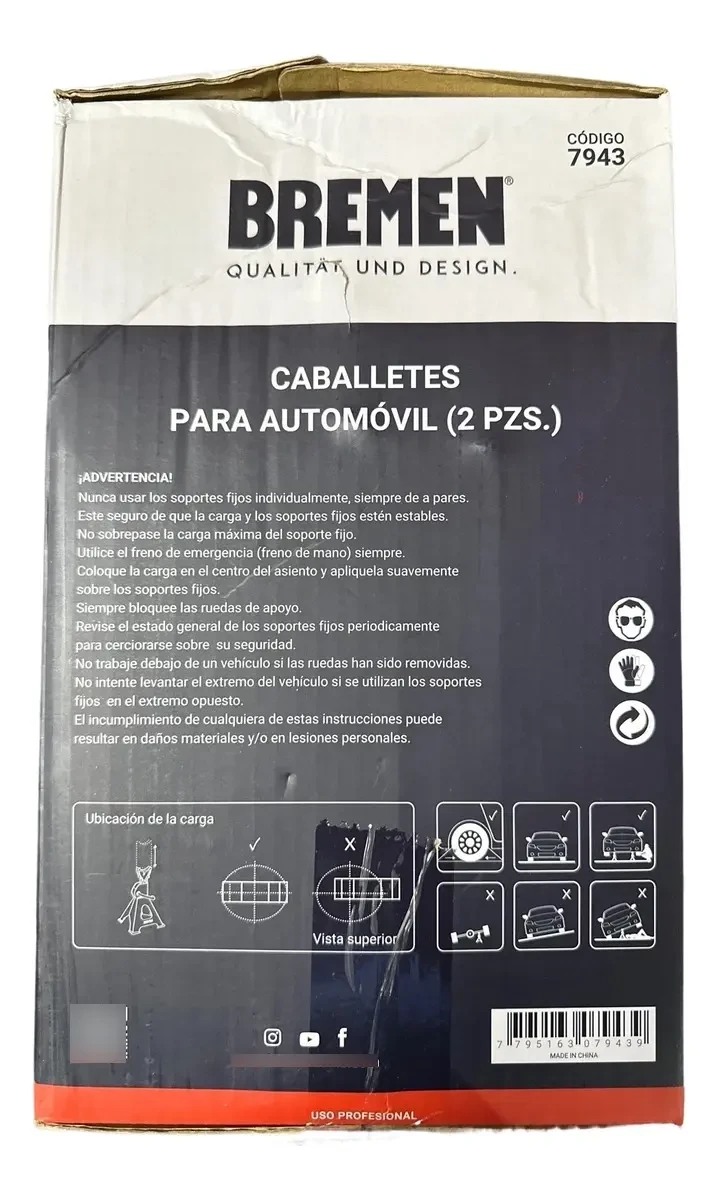 Juego Caballetes Tripode 3 Toneladas Reforzado Auto Bremen 3