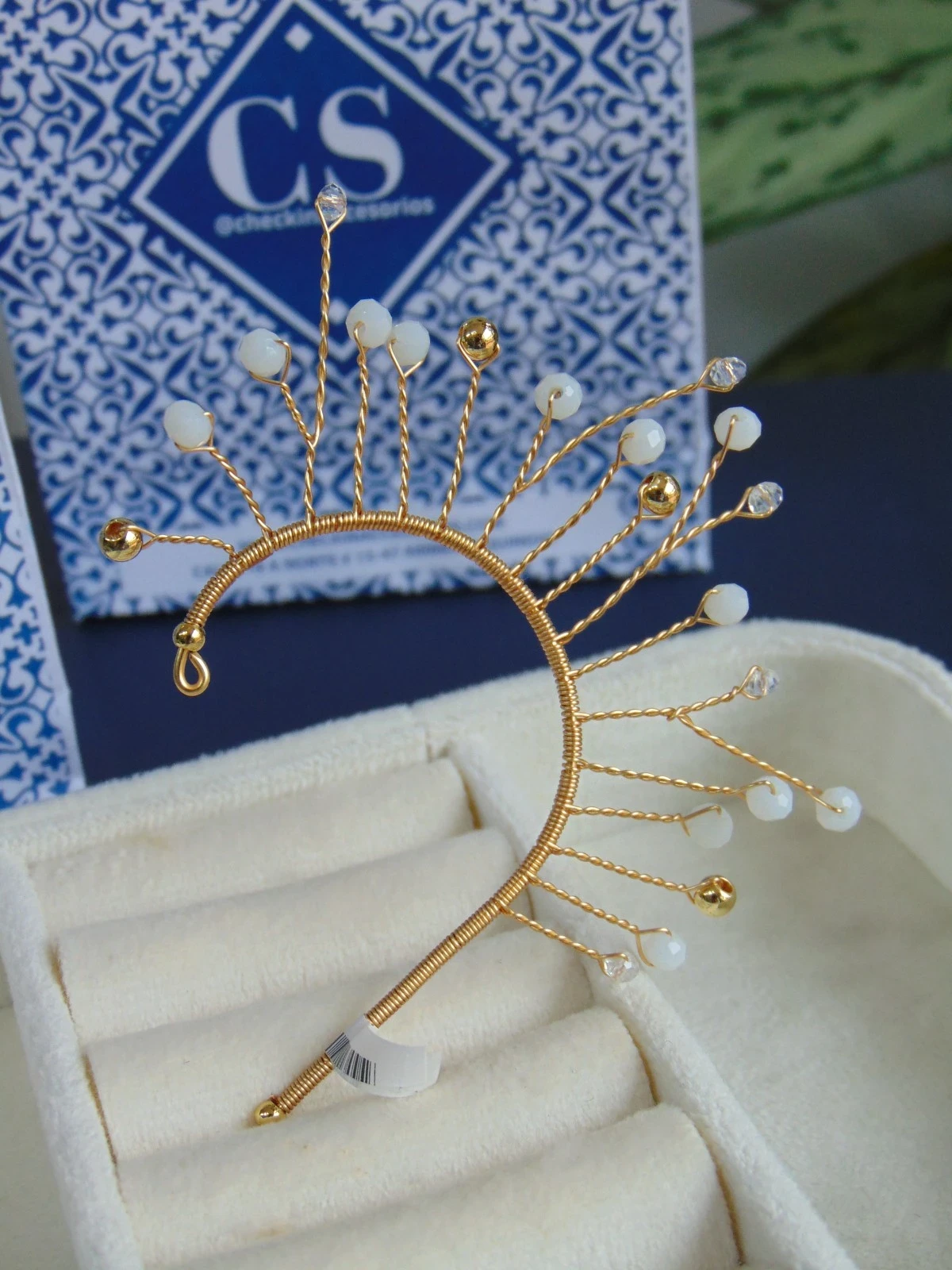 OREJERA BAÑO DE ORO DOR MURANO BLANCO  2