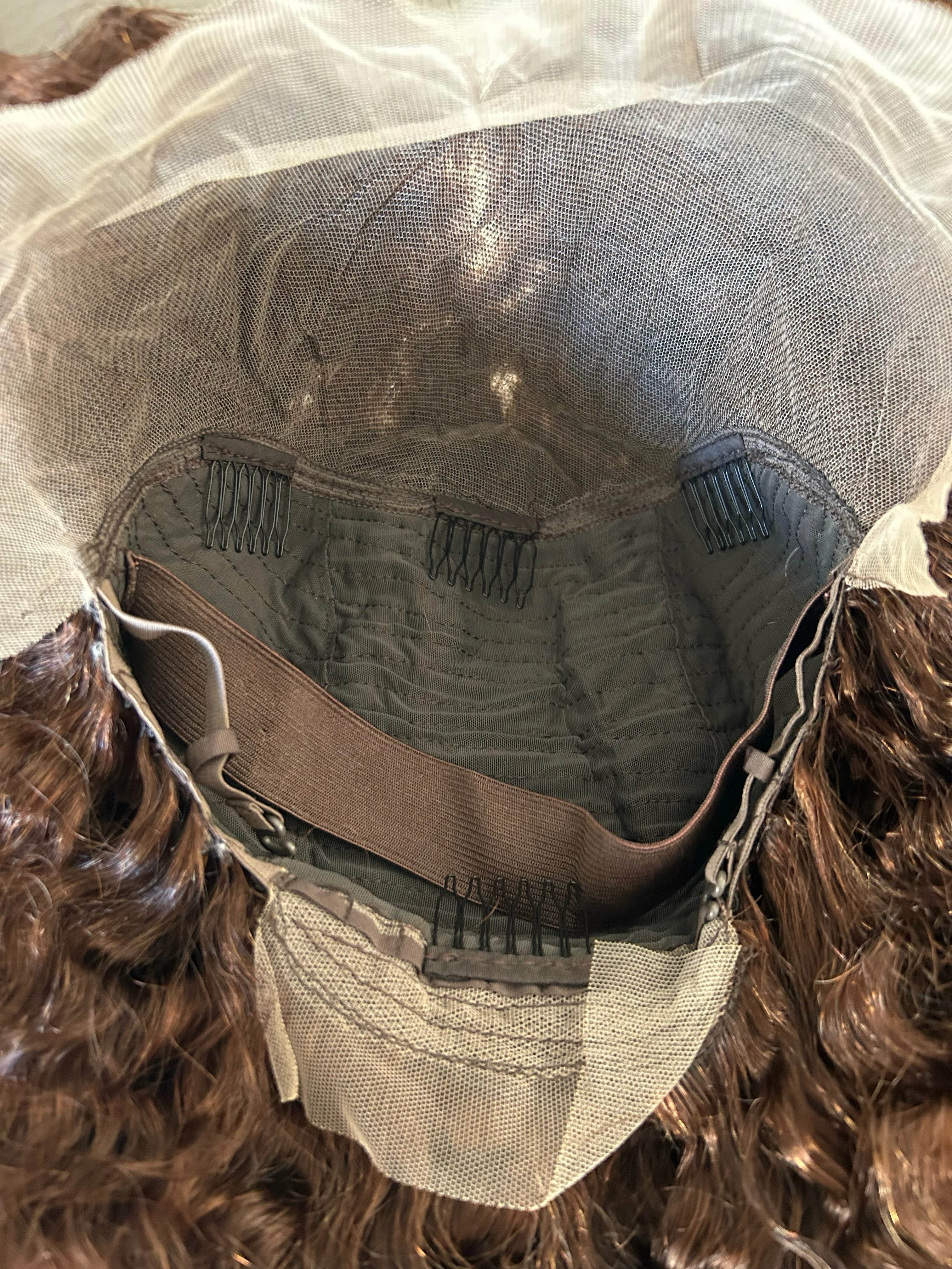 Peluca Rizada cabello humano de 14 pulgadas , color brown, frontal lace 13x4 5