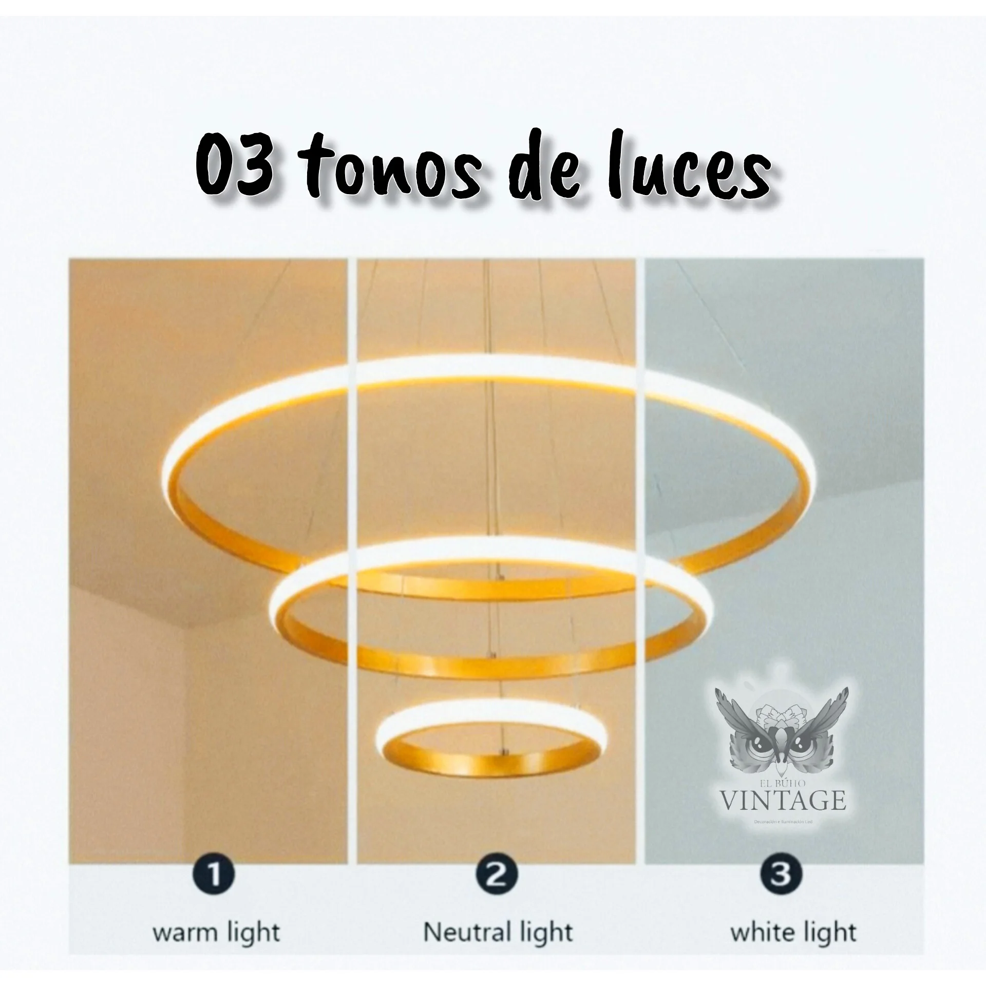 Lámpara Colgante 03 tonos de luces  3