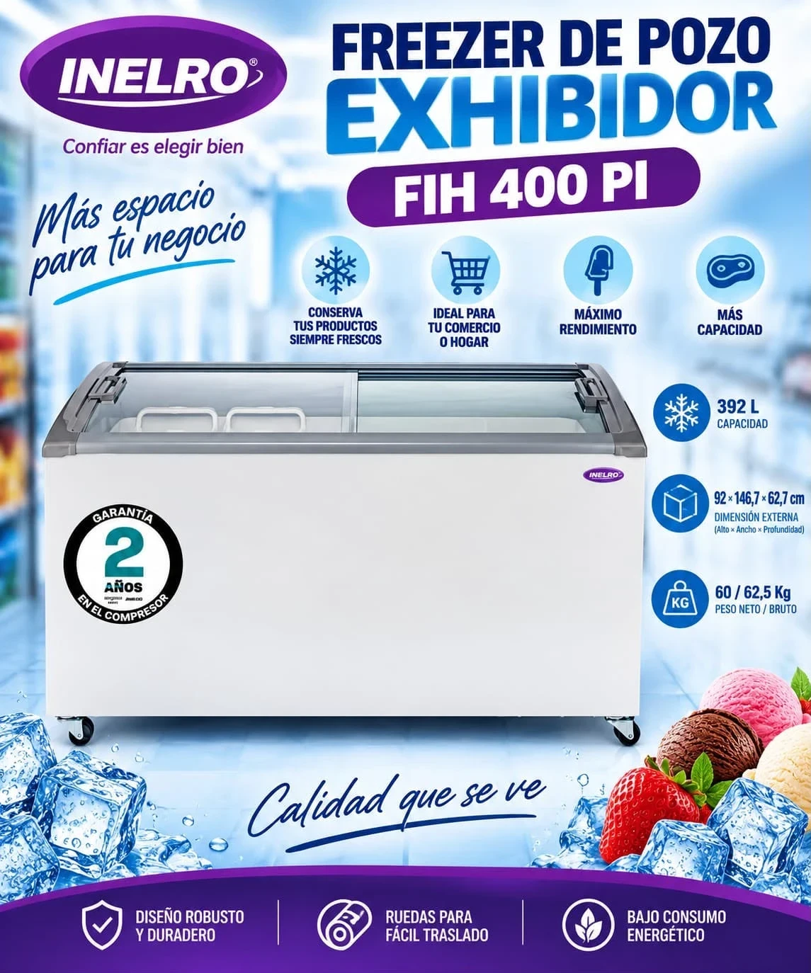 Freezer Inelro FIH 400 PI