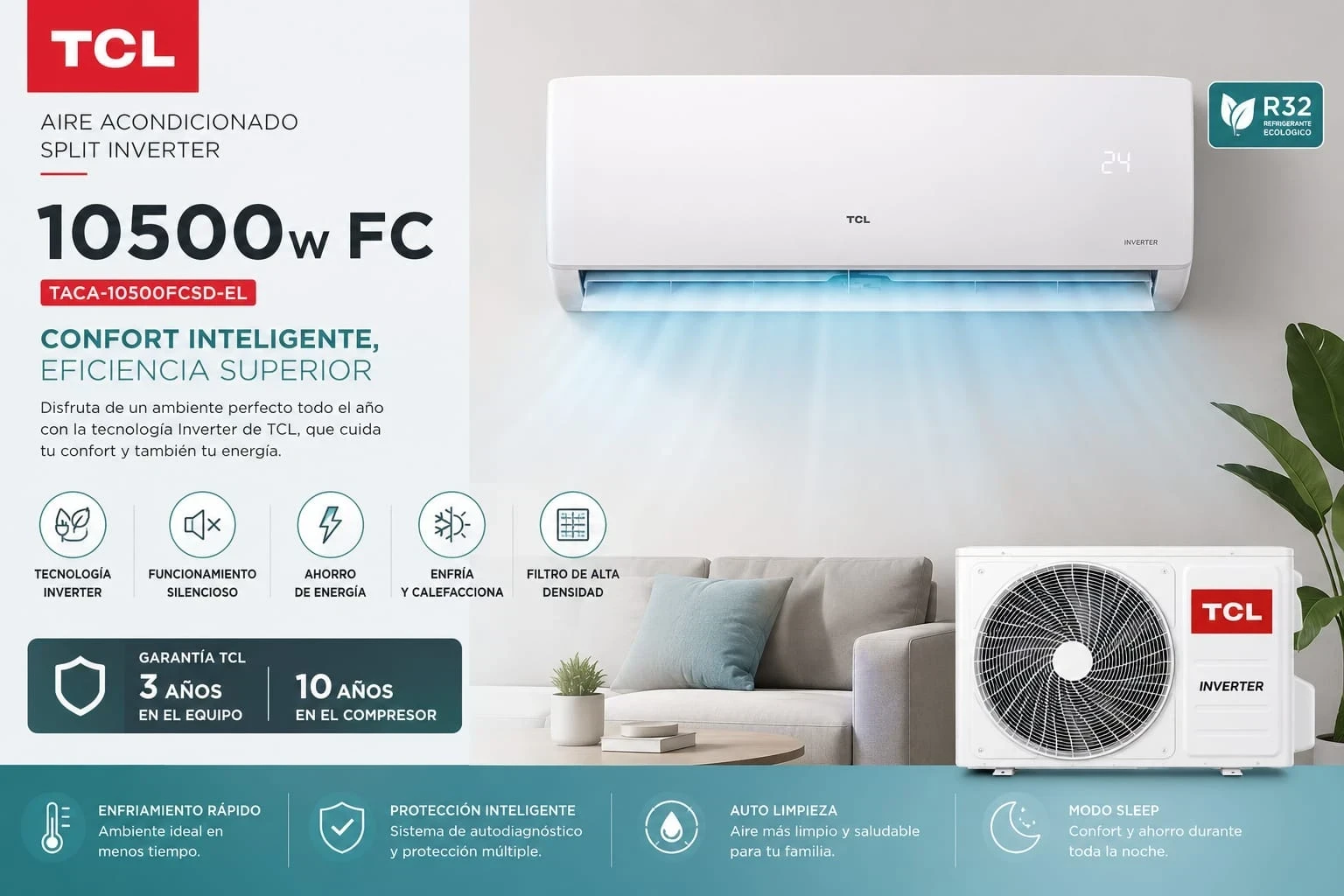 AIRE ACONDICIONADO TCL 10500W INVERTER ‼️SOLO POR PEDIDOS ‼️ 
