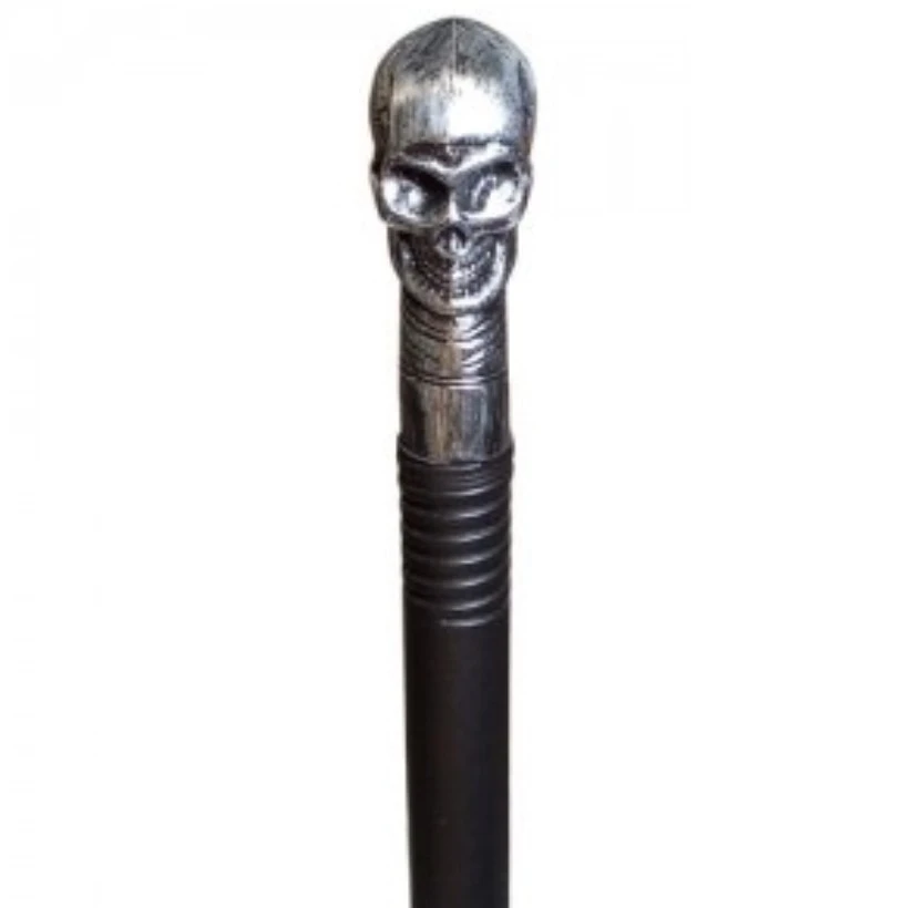 Baston con calavera 78cm encastrable dorado/plata 2