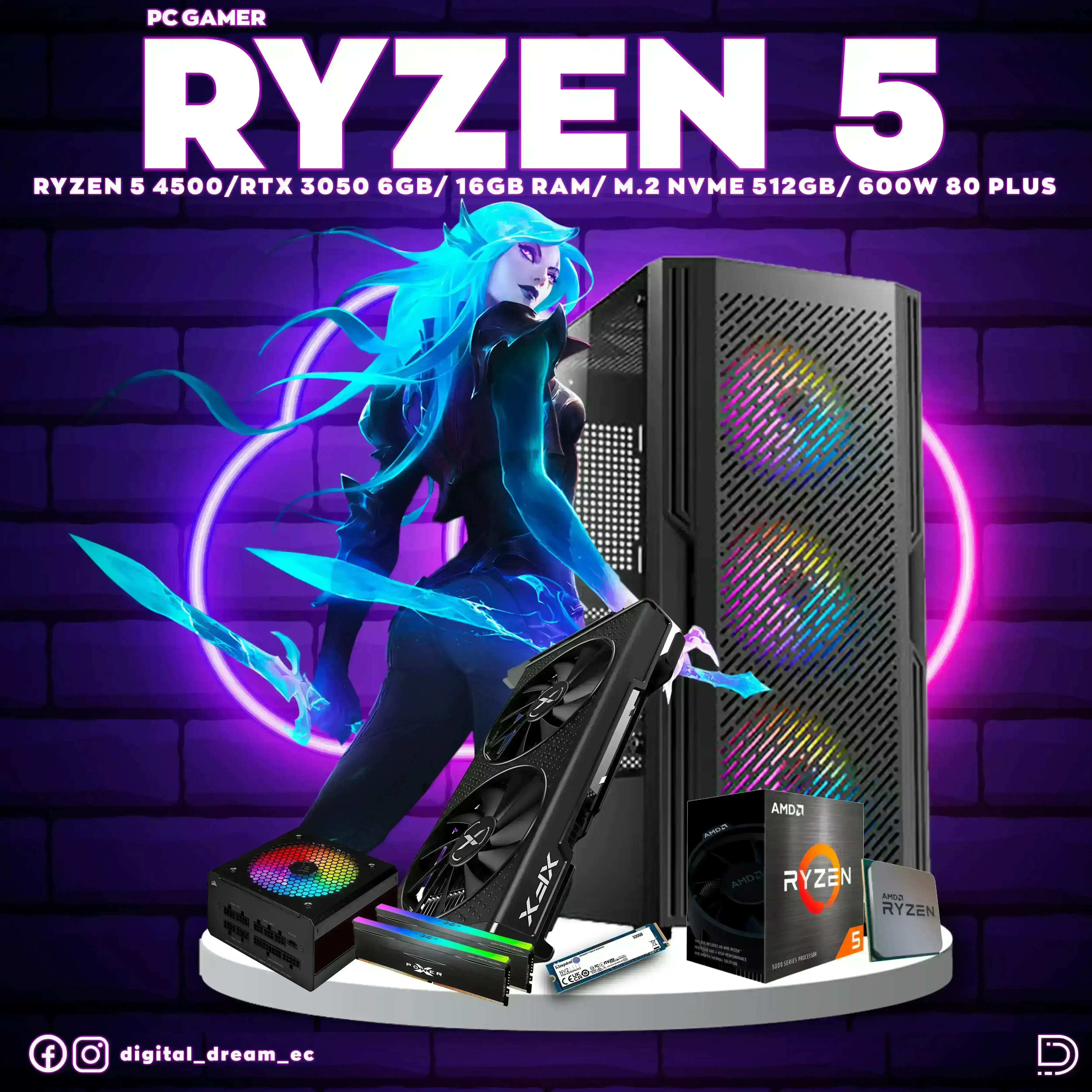 RYZEN 5 5500 RTX 3050 6GB 16GB RAM 