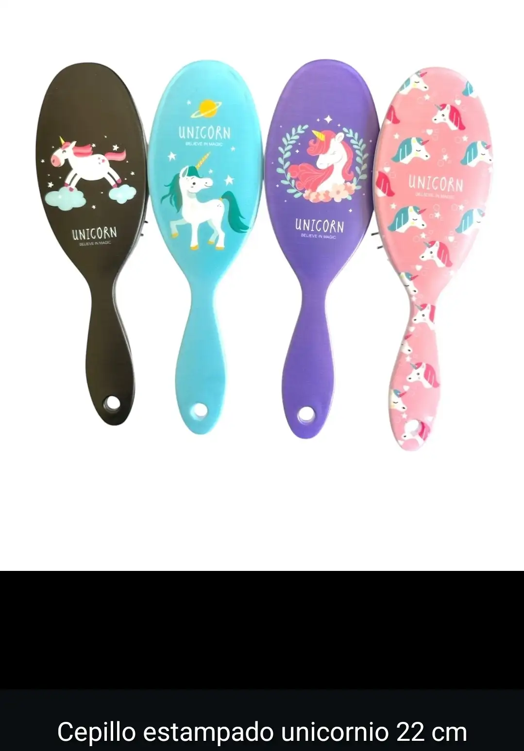 Cepillo estampado unicornios 22cm.