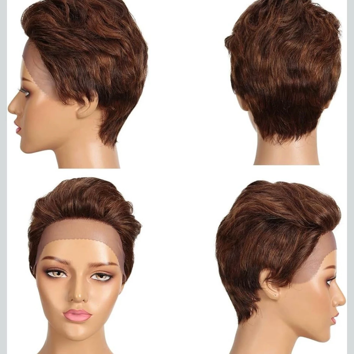 Peluca pixie cabello humano 