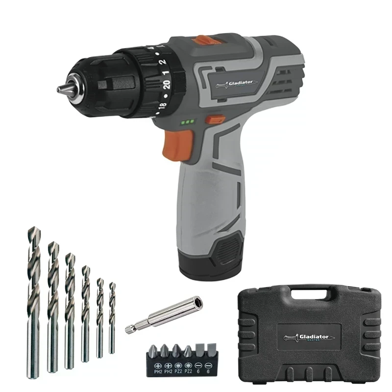 Taladro Atornillador Inalambrico 12V + Maleta con Acc. 𝙂𝙇𝘼𝘿𝙄𝘼𝙏𝙊𝙍