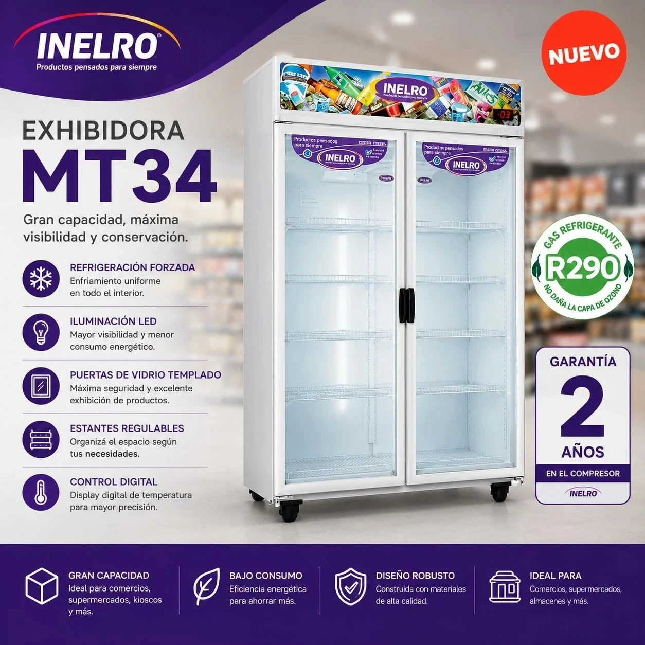 HELADERA EXHIBIDORA INELRO MT-980 980LTS Mt980 MT34