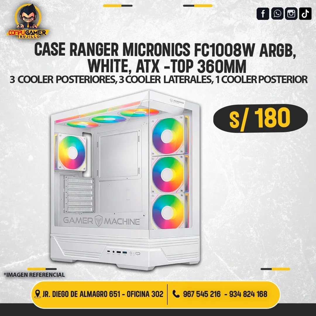 CASE MICRONICS RANGER FC1008W ARGB, WHITE, ATX 