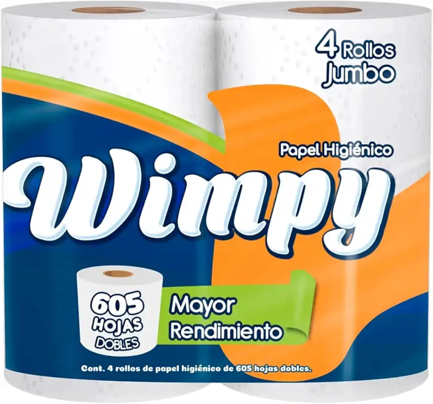 wimpy 4 rollos papel higiénico 605 hojas dobles