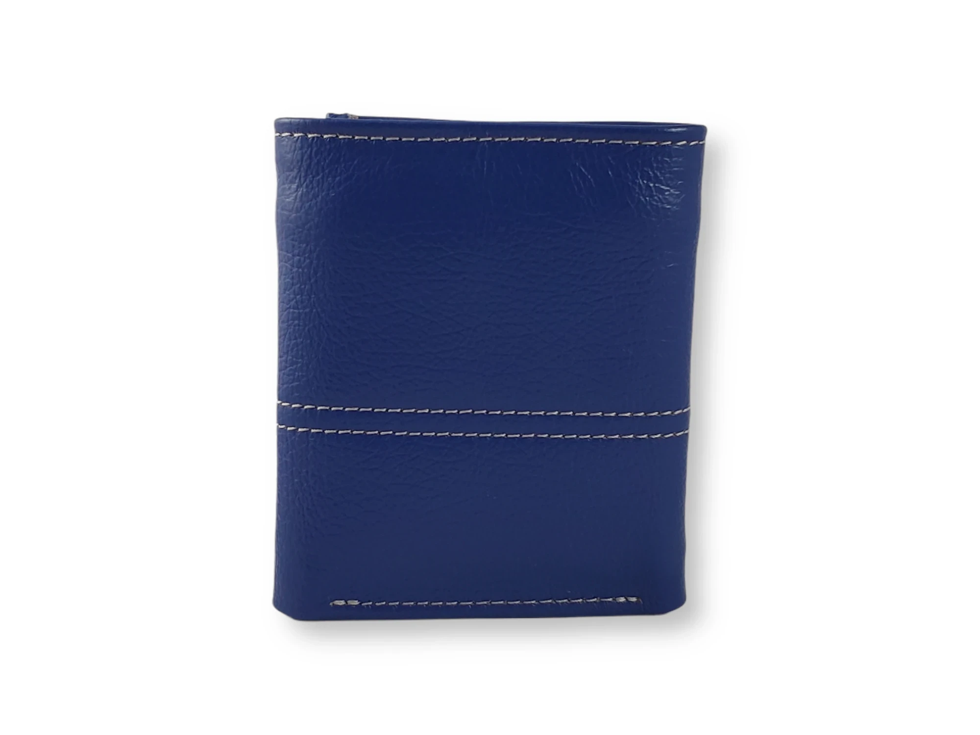 Billetera trifolio azul costura beige 