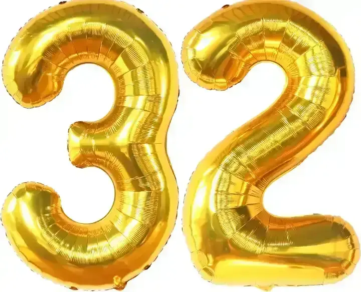 Globo numero metalizado dorado 32 pulgadas (81 cm)