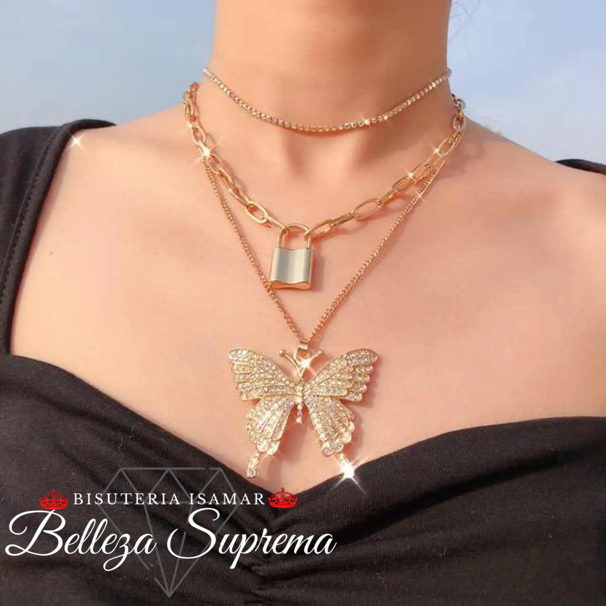 SET DE 3 COLLARES MARIPOSA 