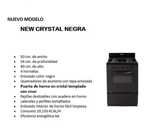 Cocina Martiri New Crystal G/E  4 Hornallas Puerta Visor 3