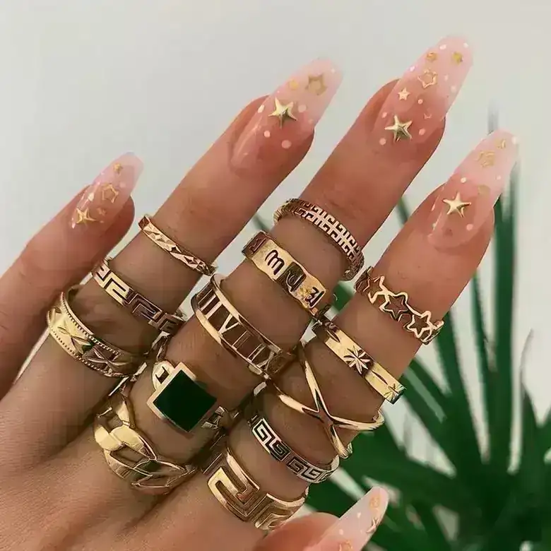 Set x13 Anillos Cuadrado Dorados REF: MA15 2