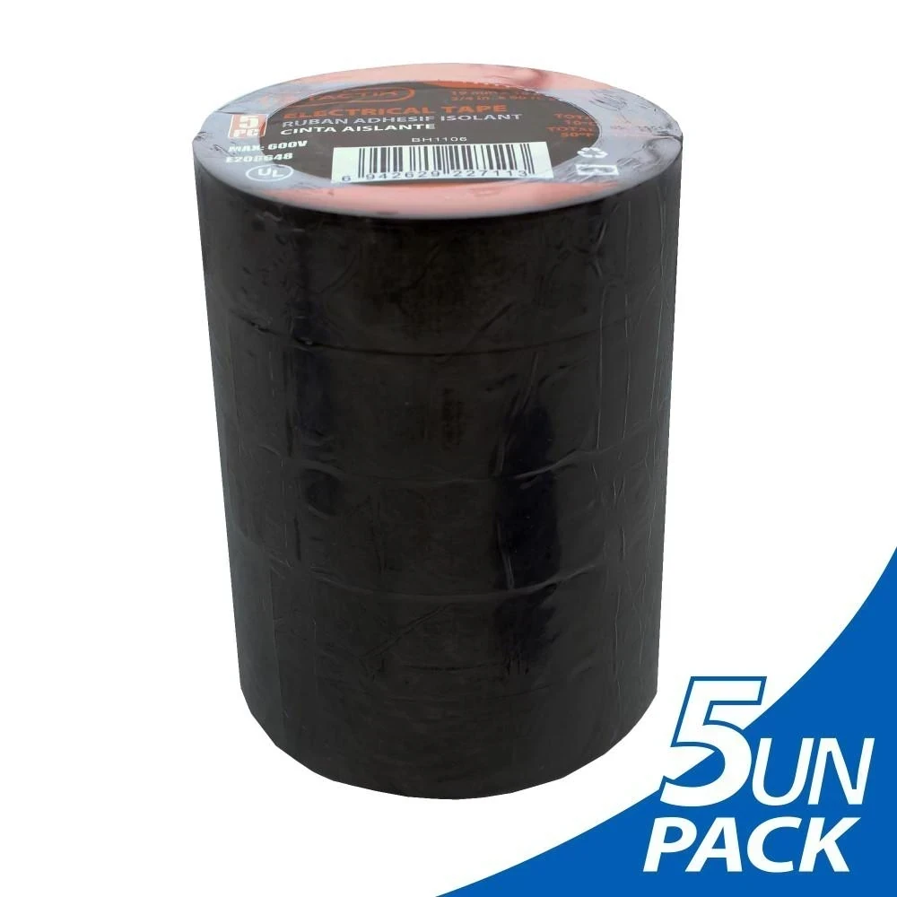 Cinta Aislante Negra, Pack X 5, Pvc Huincha Aisladora Cableado  3