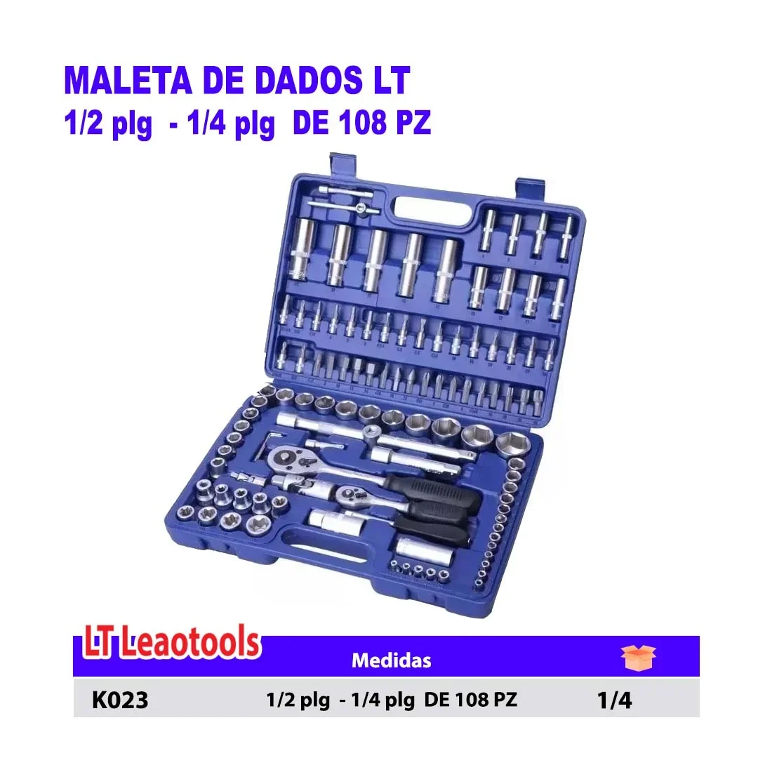 MALETA DE DADOS LT 1/2" - 1/4" DE 108 PZ