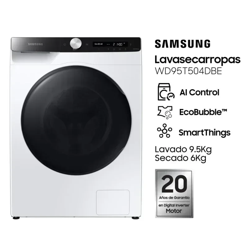 Lavasecarropas Samsung 9.5kg Blanco WD95T504DEBEUBG