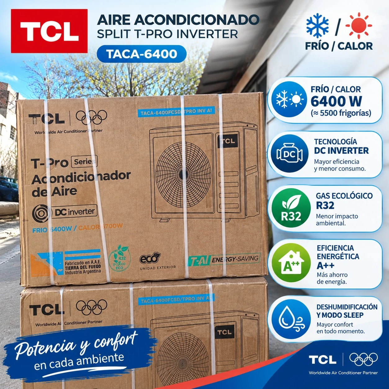 AIRE ACONDICIONADO TCL 6400W INVERTER FRIO/CALOR TACA-6400