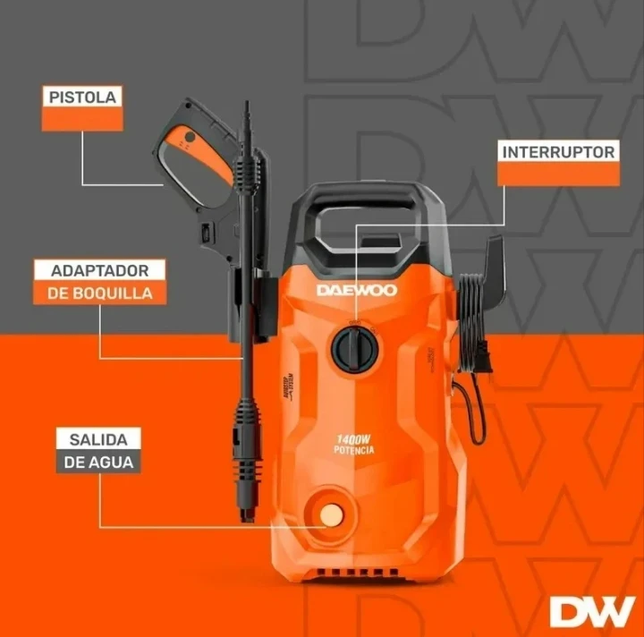HIDROLAVADORA DAEWOO DE ALTA PRESIÓN 1400W 2