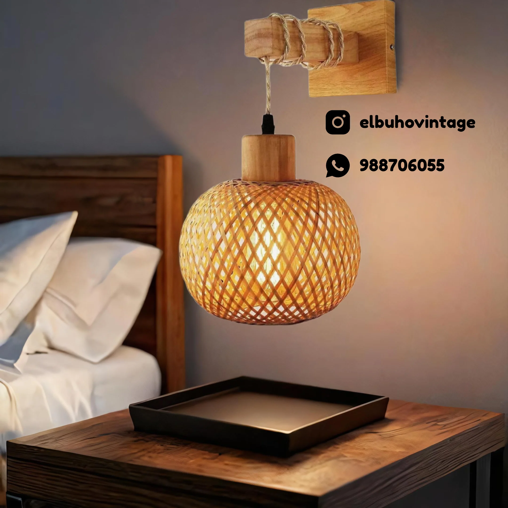 Elegancia Natural: Aplique de Pared en Ratán 8
