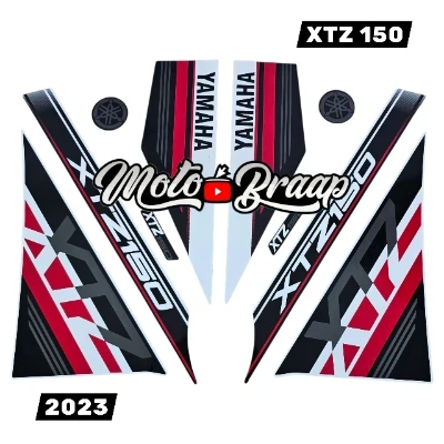 XTZ 150 Calcomanias 2023 rojo negro gris blanco