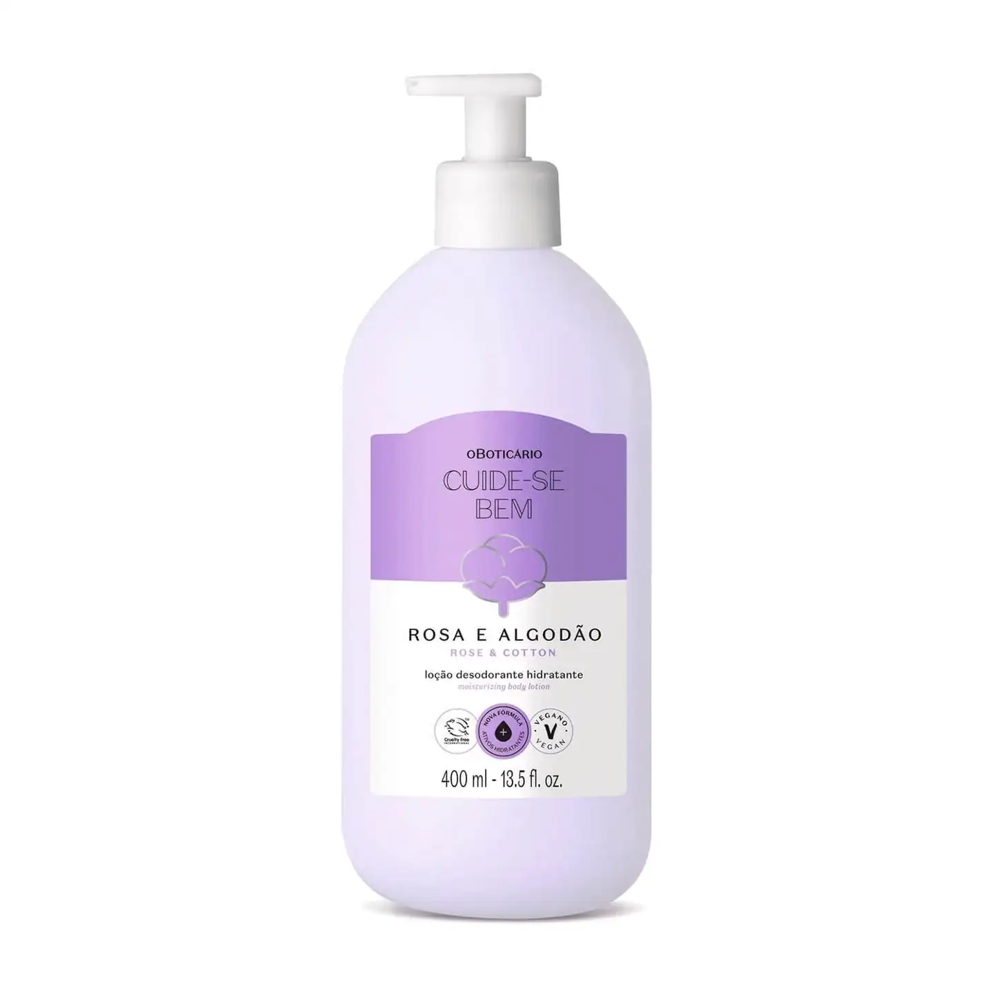Cuide-se Bem Loción Hidratante Corporal Rosa y Algodón, 400ml