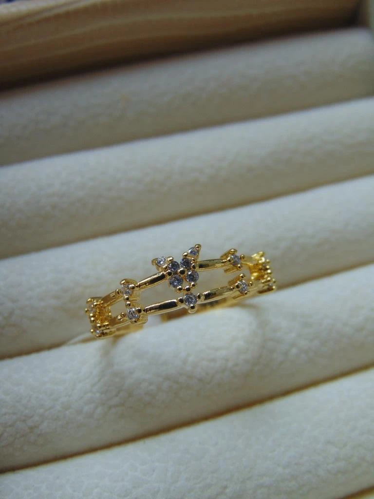 ANILLO ACERO DOR 2 LINEAS  MINI MARIPOSA 3