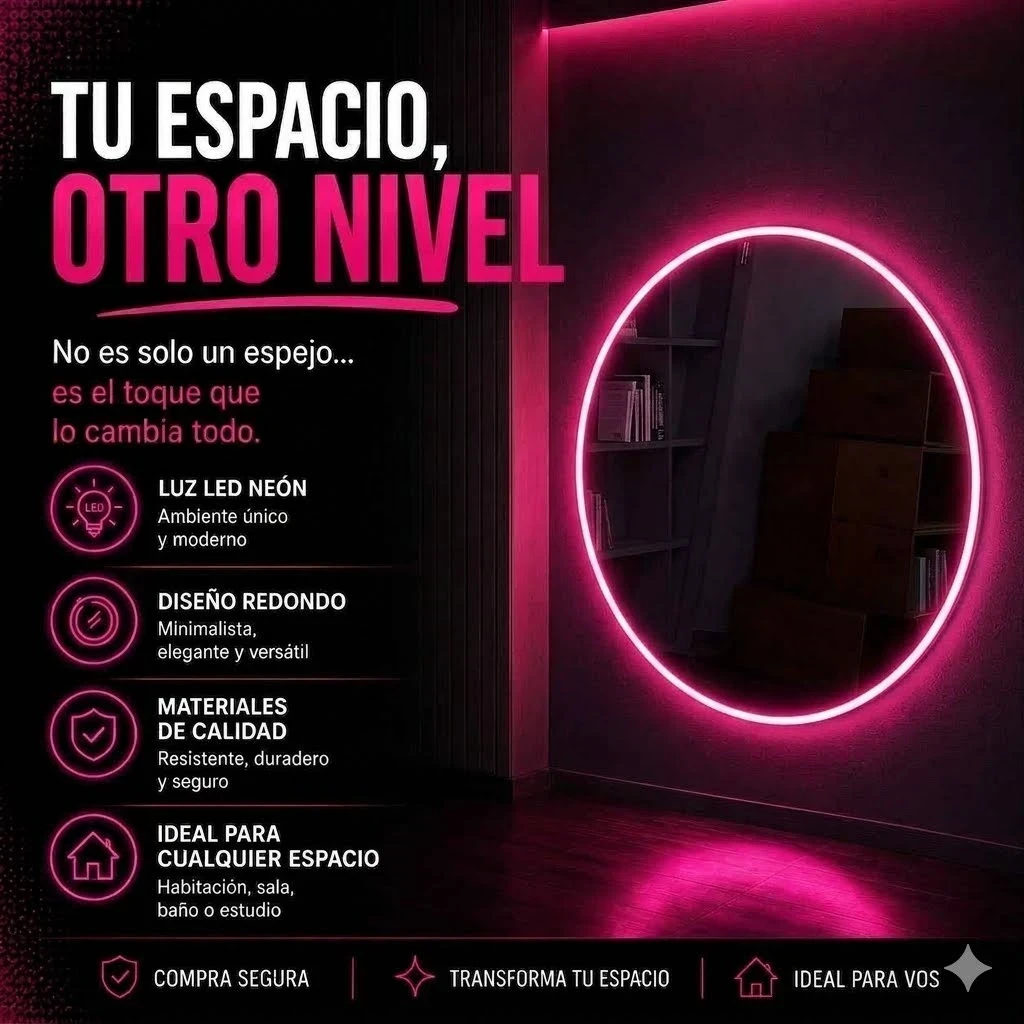 Espejo led neon circular 70*70
