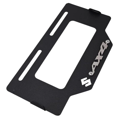 AX 4 / Porta placa acero negro logo 3d cromado ML