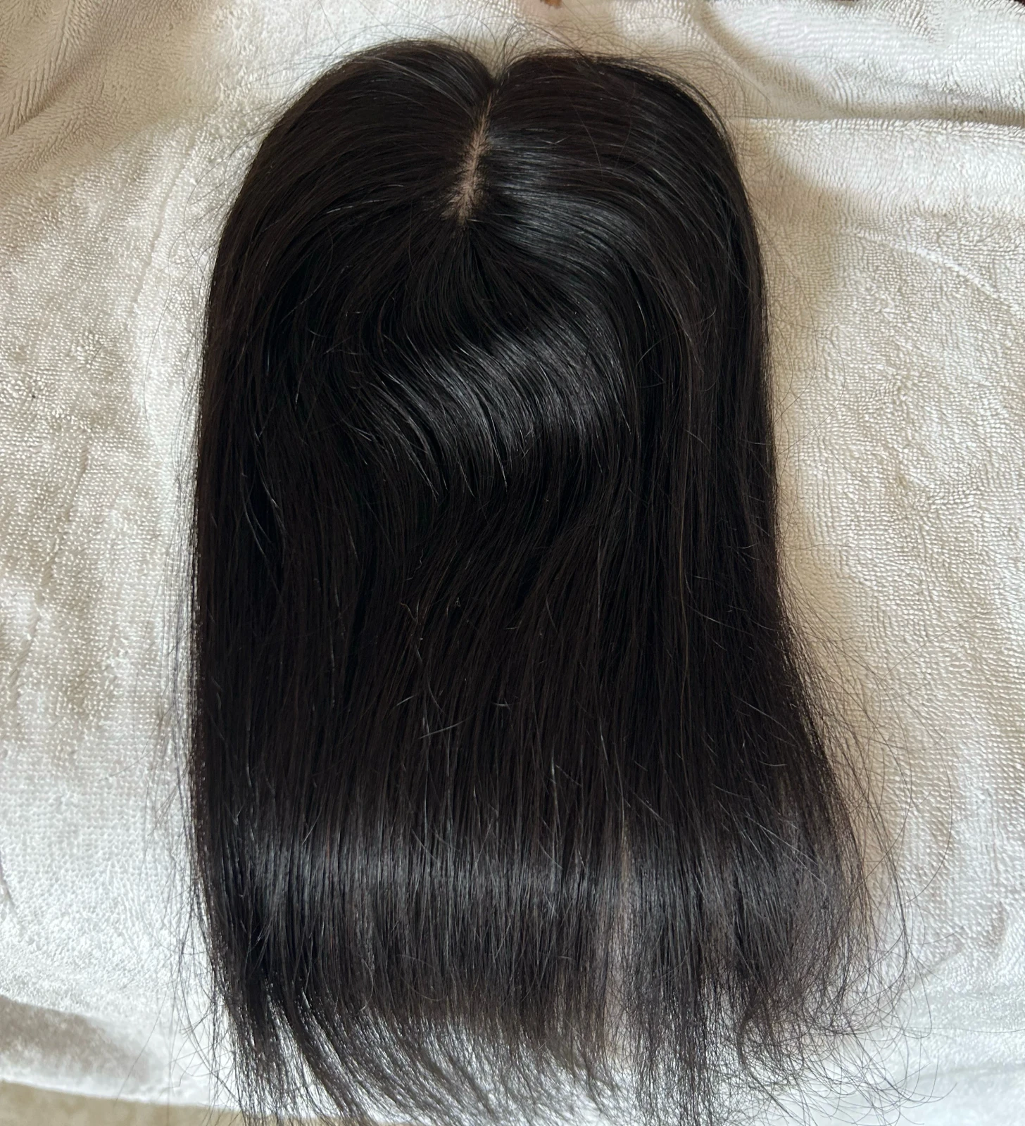 Toppers de cabello humano para mujer, color natural  100 % cabello Remy real, sin flequillo, densidad mejorada, 150 % de densidad, 3.5 x 8.7 in, base de encaje con clip en la parte superior  2