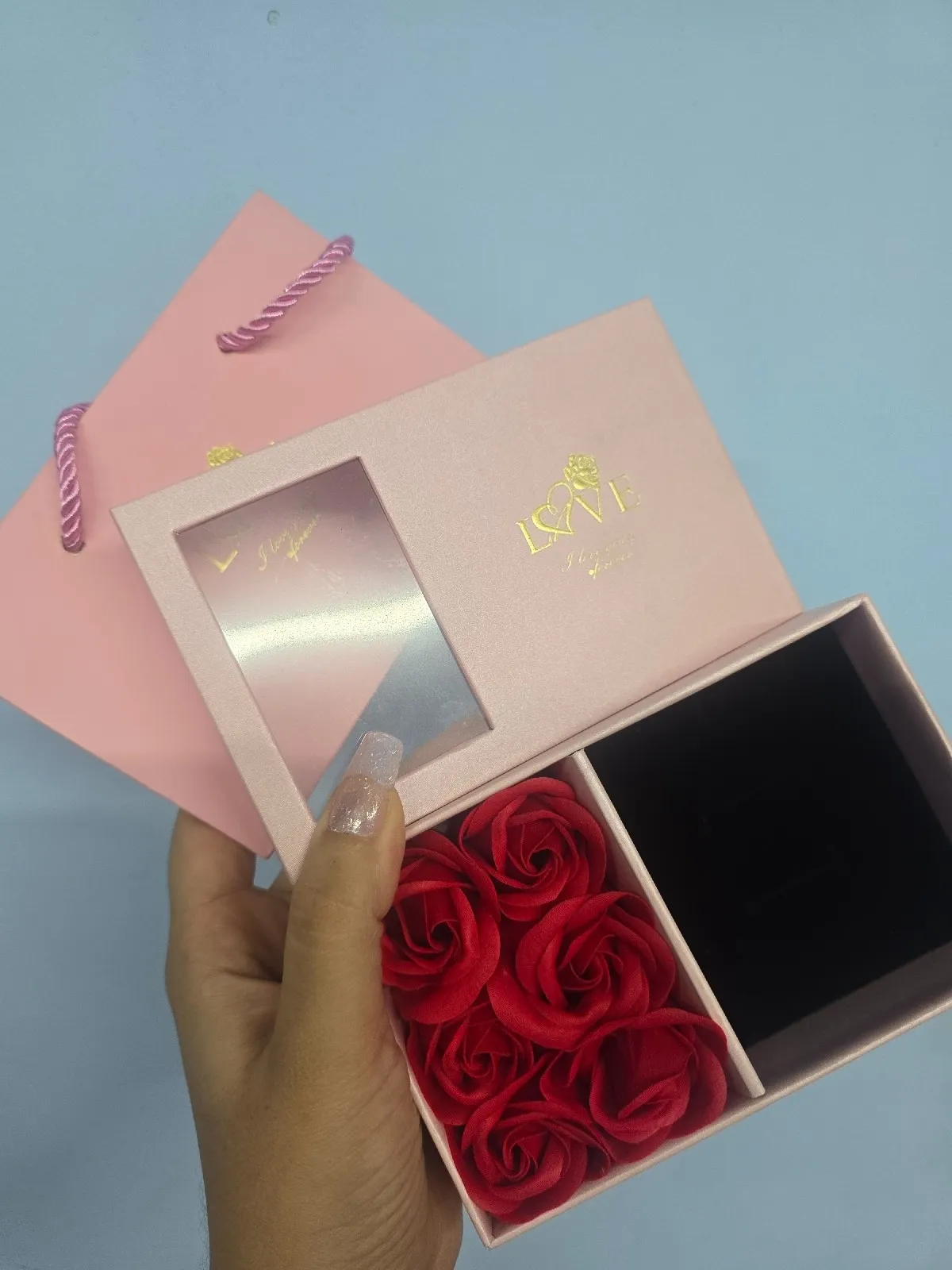 Caja para set de Joyería Rosa