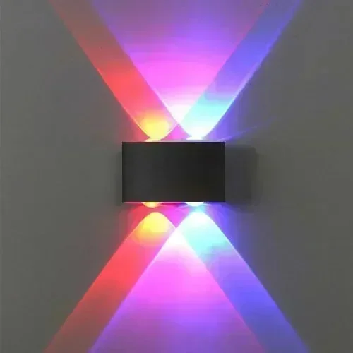 APLIQUE PARED NEGRO DOBLE 4W RGB/MULTICOLOR